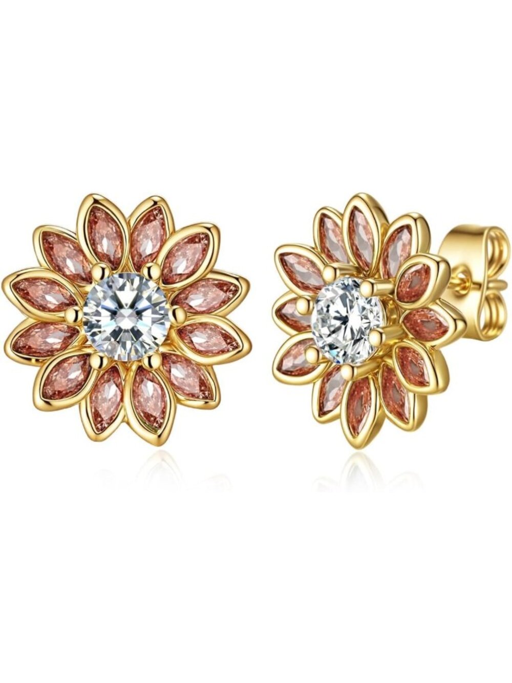 Elegant Austrian Crystal Flower Stud Earrings - Sparkling Jewelry for Women